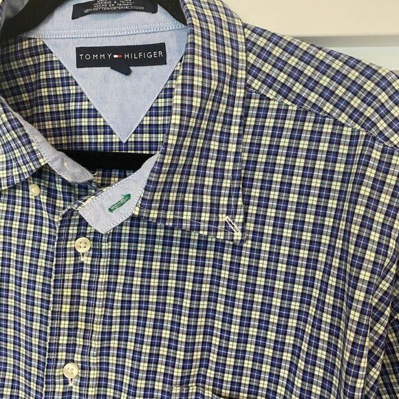 Tommy Hilfiger 100% Cotton Plaid Check Button Long Sleeve Classic Fit Shirt XXL - Picture 4 of 10